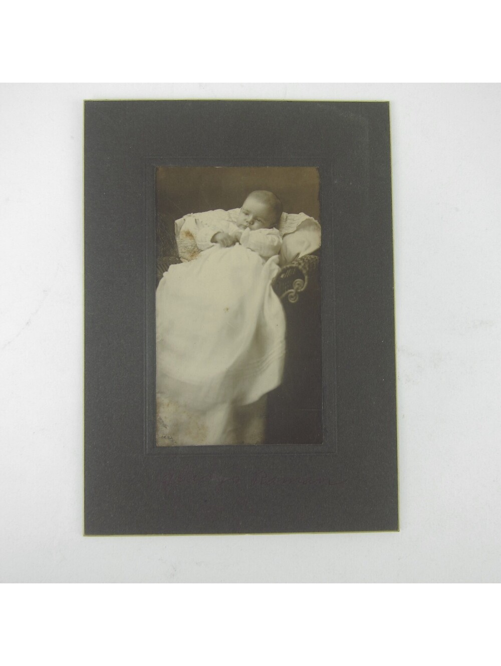 Cabinet Card Photograph Baby Girl White Dress Gladys Raman Darke Co Ohio Antique